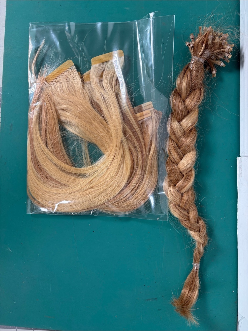 Mixed Human Hair Extensions Lot Tape-In & I-Tip Blonde Highlighted Pre-Owned